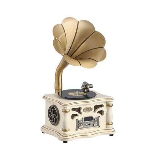 Gramophone Classique à Pavillon Laiton - Crème | Kaddanse
