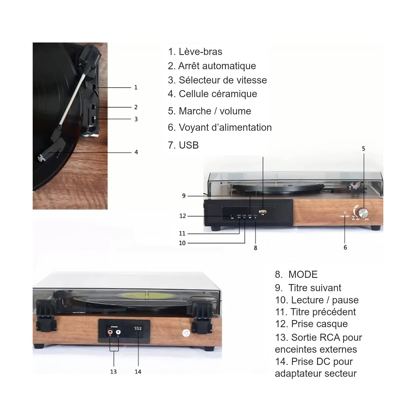 Platine Vinyle à Arrêt Automatique — vue 3 | Kaddanse