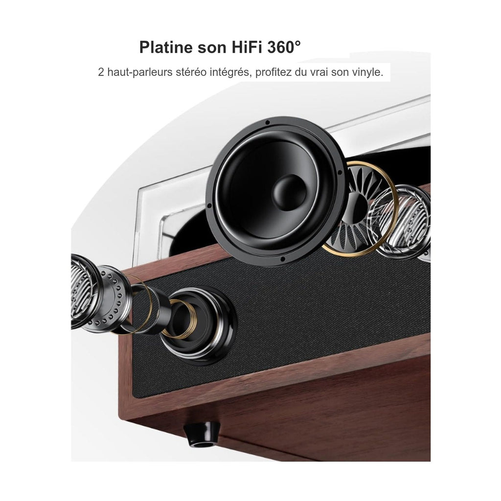 Platine Vinyle Hi-Fi à Capot Socle Bois — vue 3 | Kaddanse