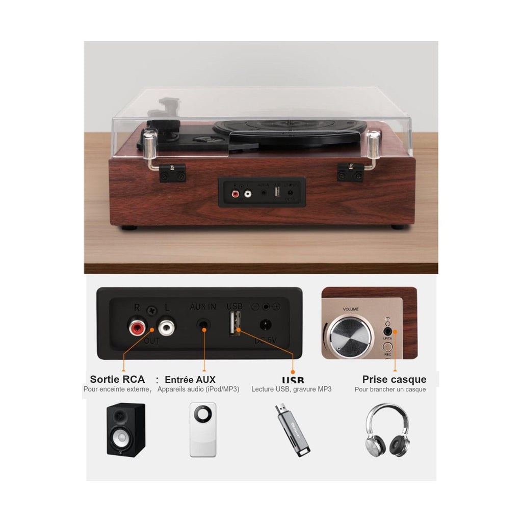 Platine Vinyle Hi-Fi à Capot Socle Bois — vue 6 | Kaddanse