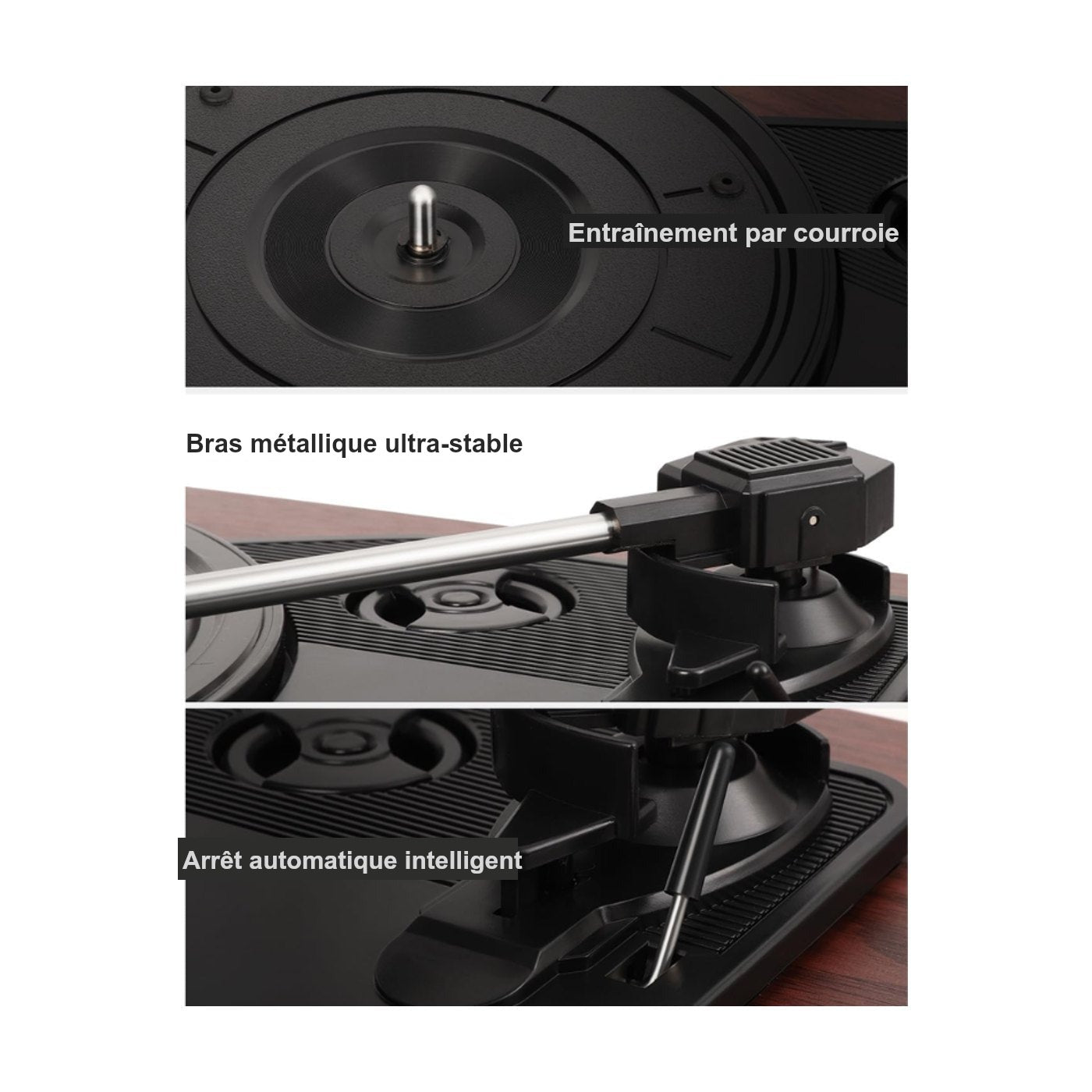 Platine Vinyle Hi-Fi à Capot Socle Bois — vue 7 | Kaddanse