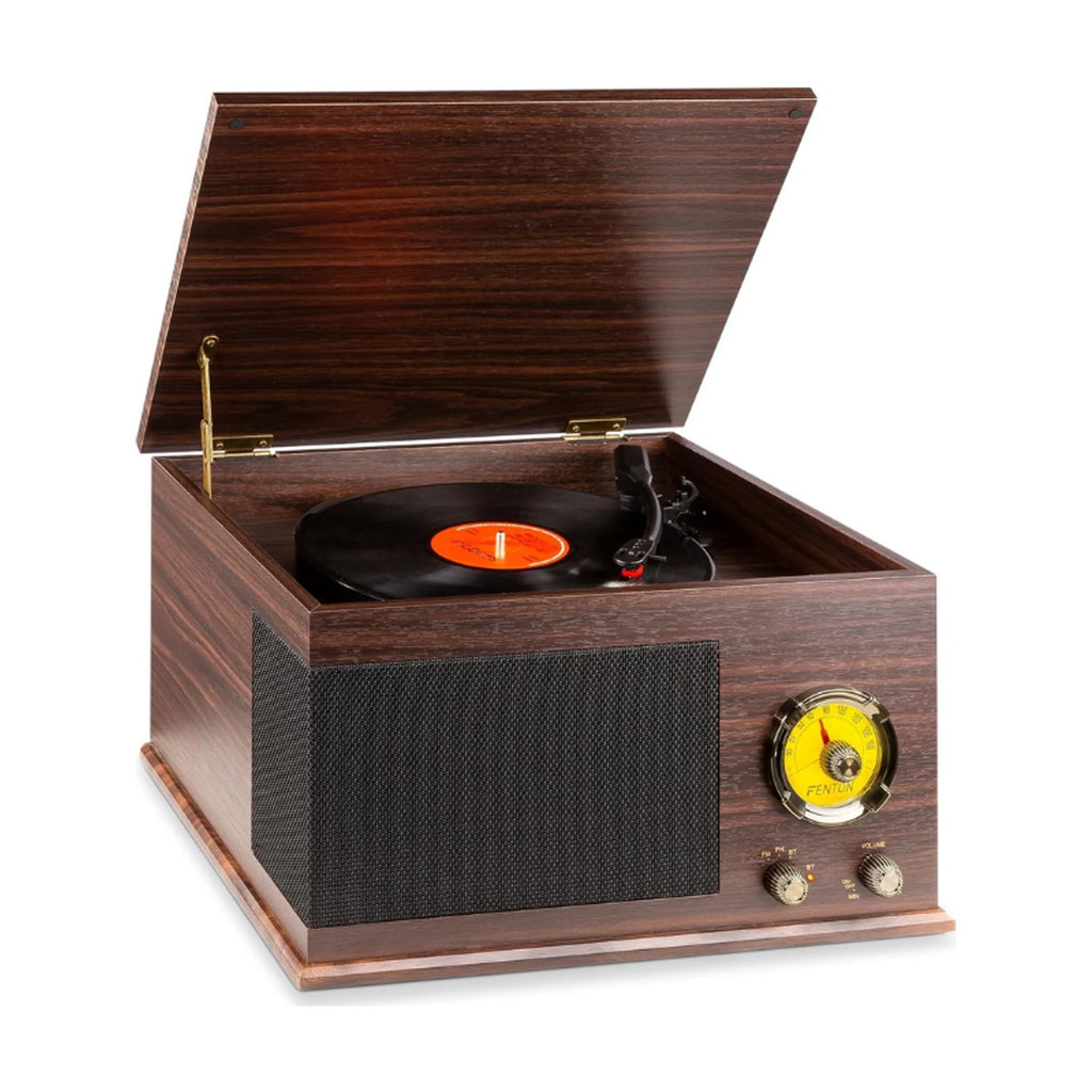 Platine Vinyle Bois Radio FM Bluetooth MP3 Marron | Kaddanse