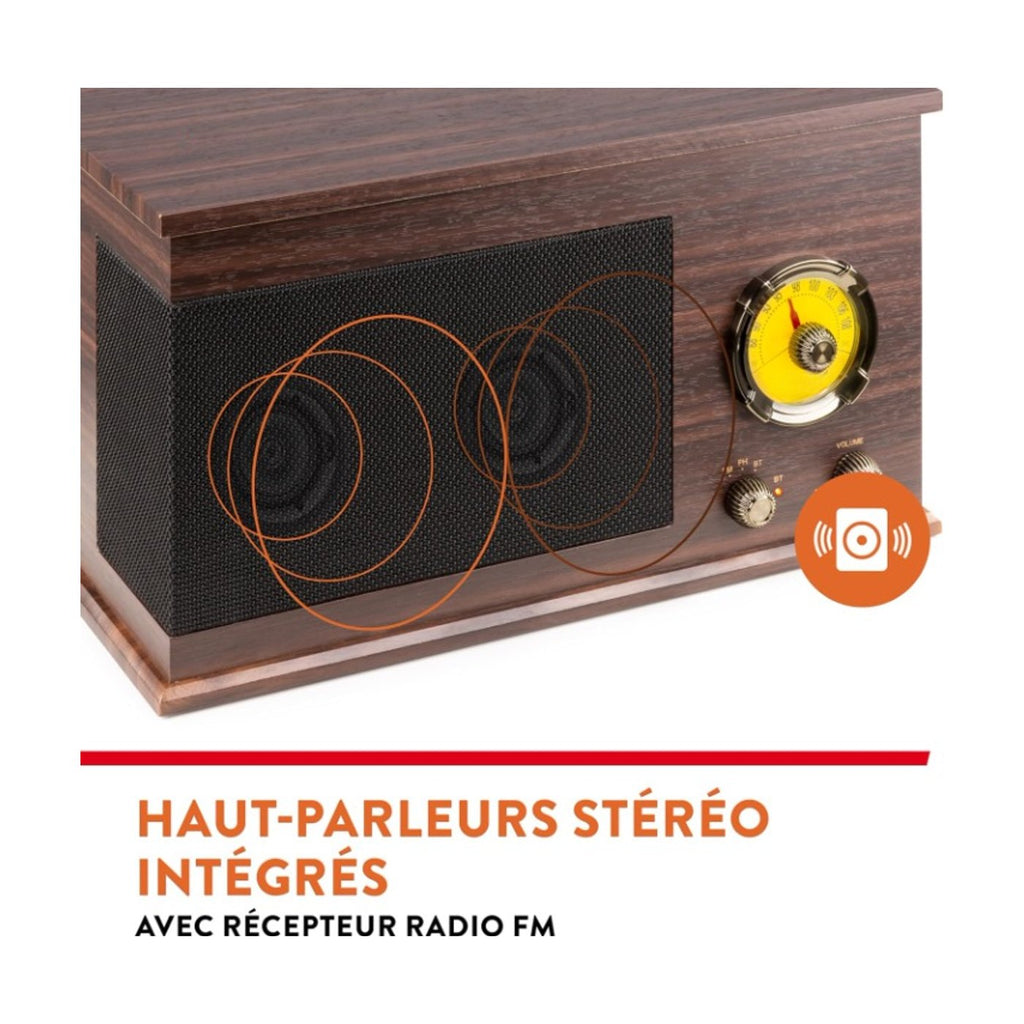 Platine Vinyle Bois Radio FM Bluetooth MP3 — vue 3 | Kaddanse