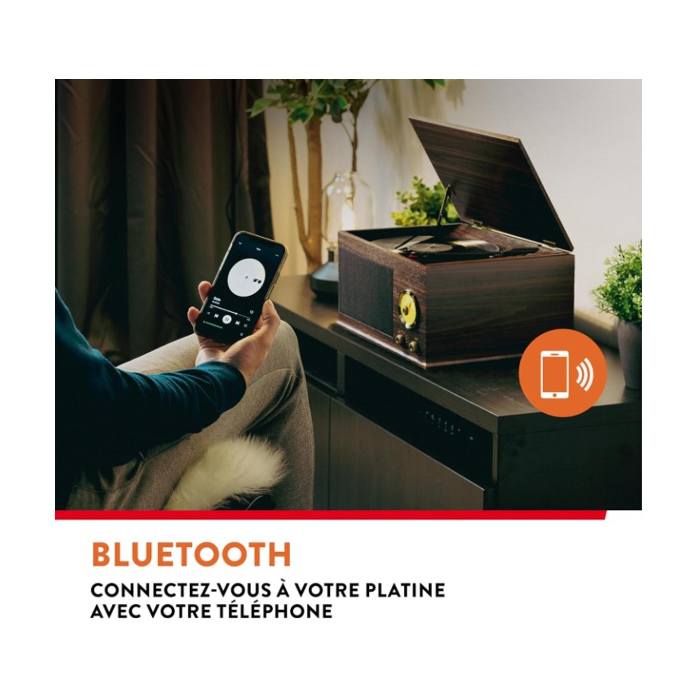 Platine Vinyle Bois Radio FM Bluetooth MP3 — vue 6 | Kaddanse