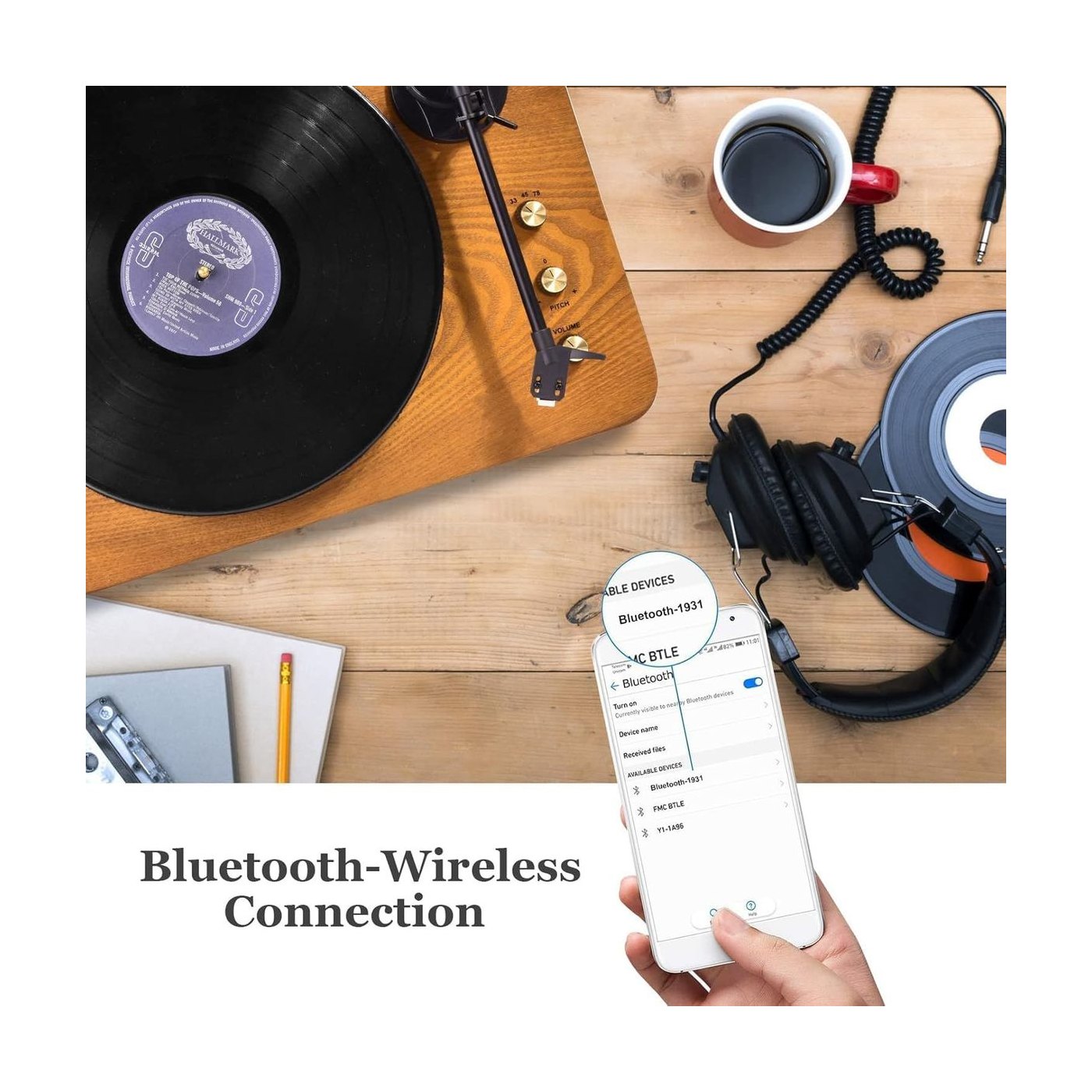 Platine Vinyle Bluetooth avec 2 Haut-parleurs — vue 2 | Kaddanse