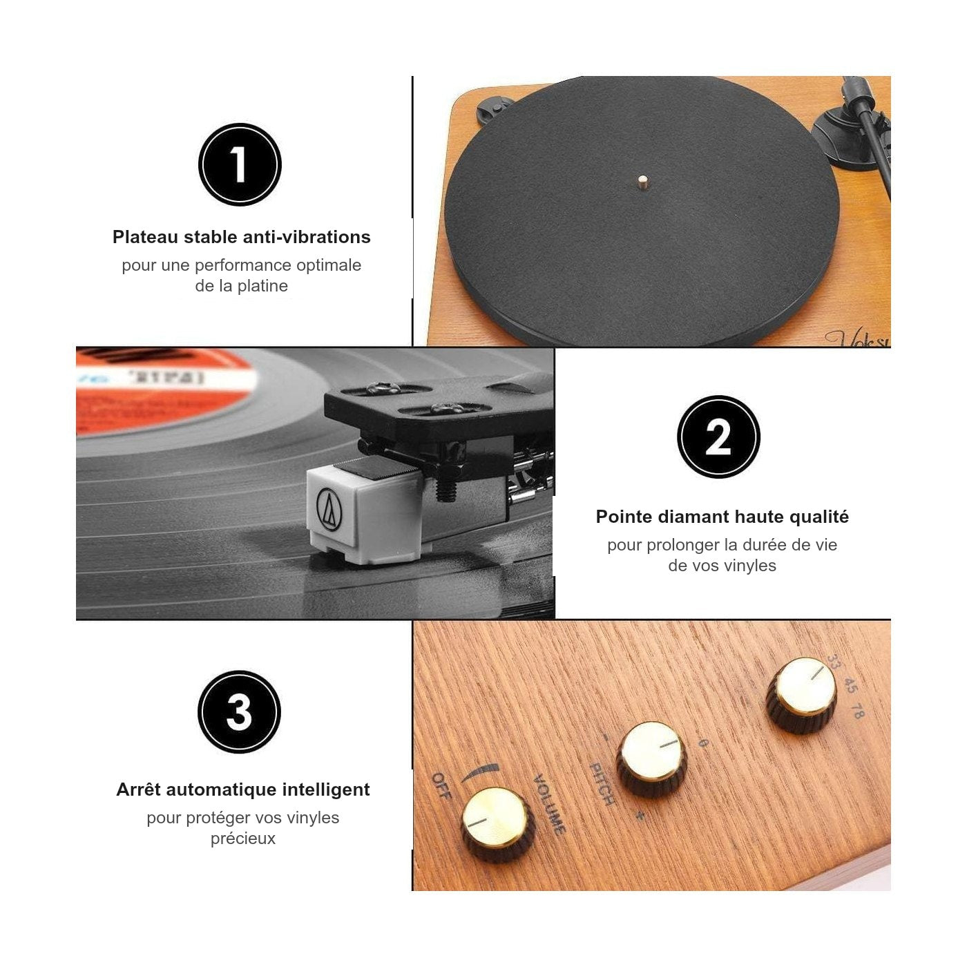 Platine Vinyle Bluetooth avec 2 Haut-parleurs — vue 4 | Kaddanse