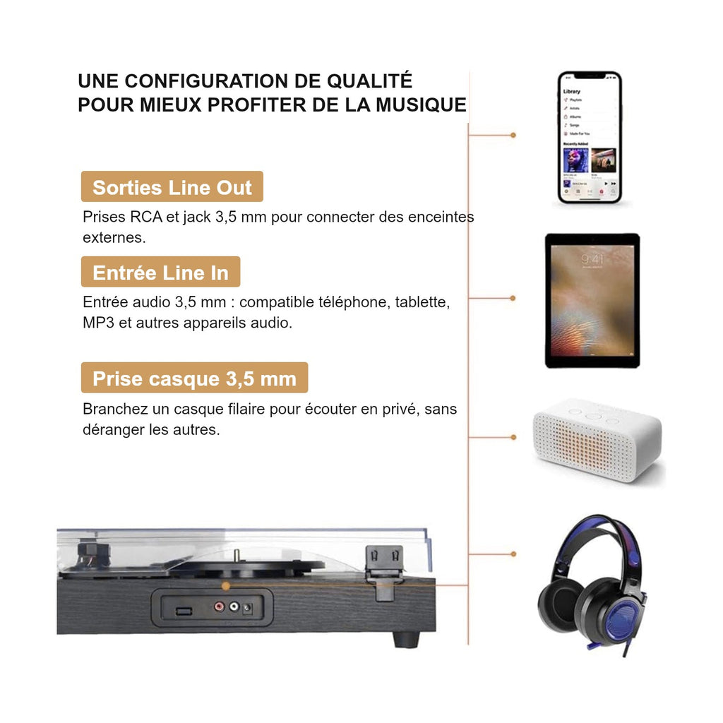 Platine Vinyle Vintage Bluetooth — vue 4 | Kaddanse