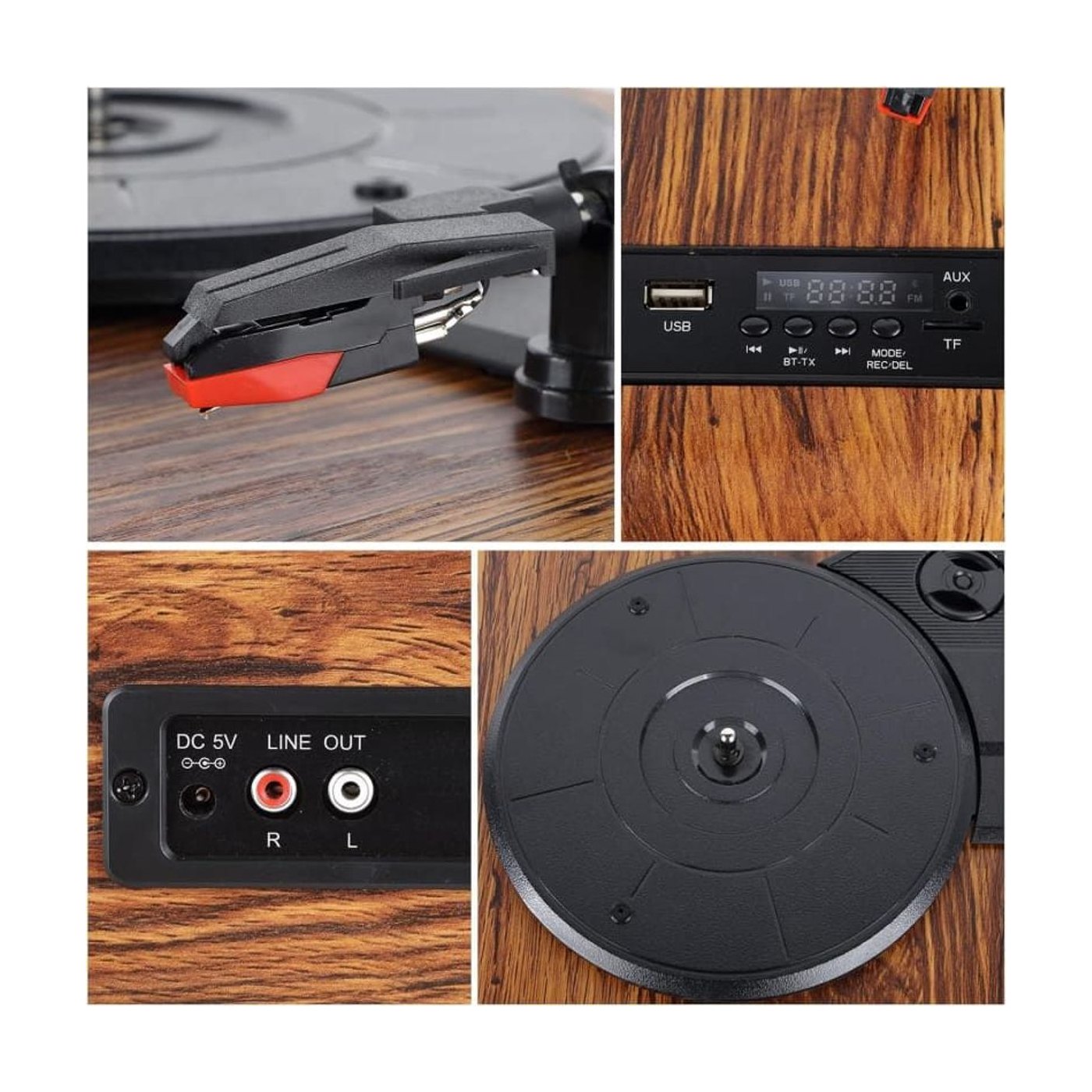 Platine Vinyle Radio Vintage en Bois — vue 3 | Kaddanse