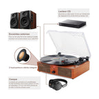 Platine Vinyle Vintage à Enceintes Bois Clair — vue 3 | Kaddanse