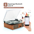 Platine Vinyle Vintage à Enceintes Bois Clair — vue 4 | Kaddanse