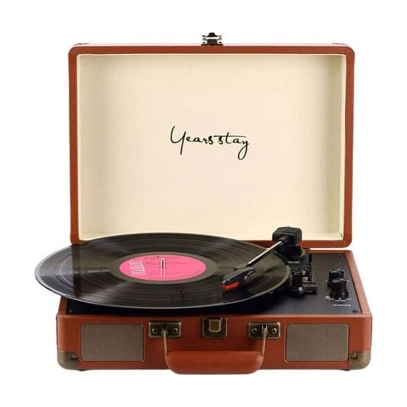 Platine Vinyle Valise Cuir Brun Années 70 | Kaddanse