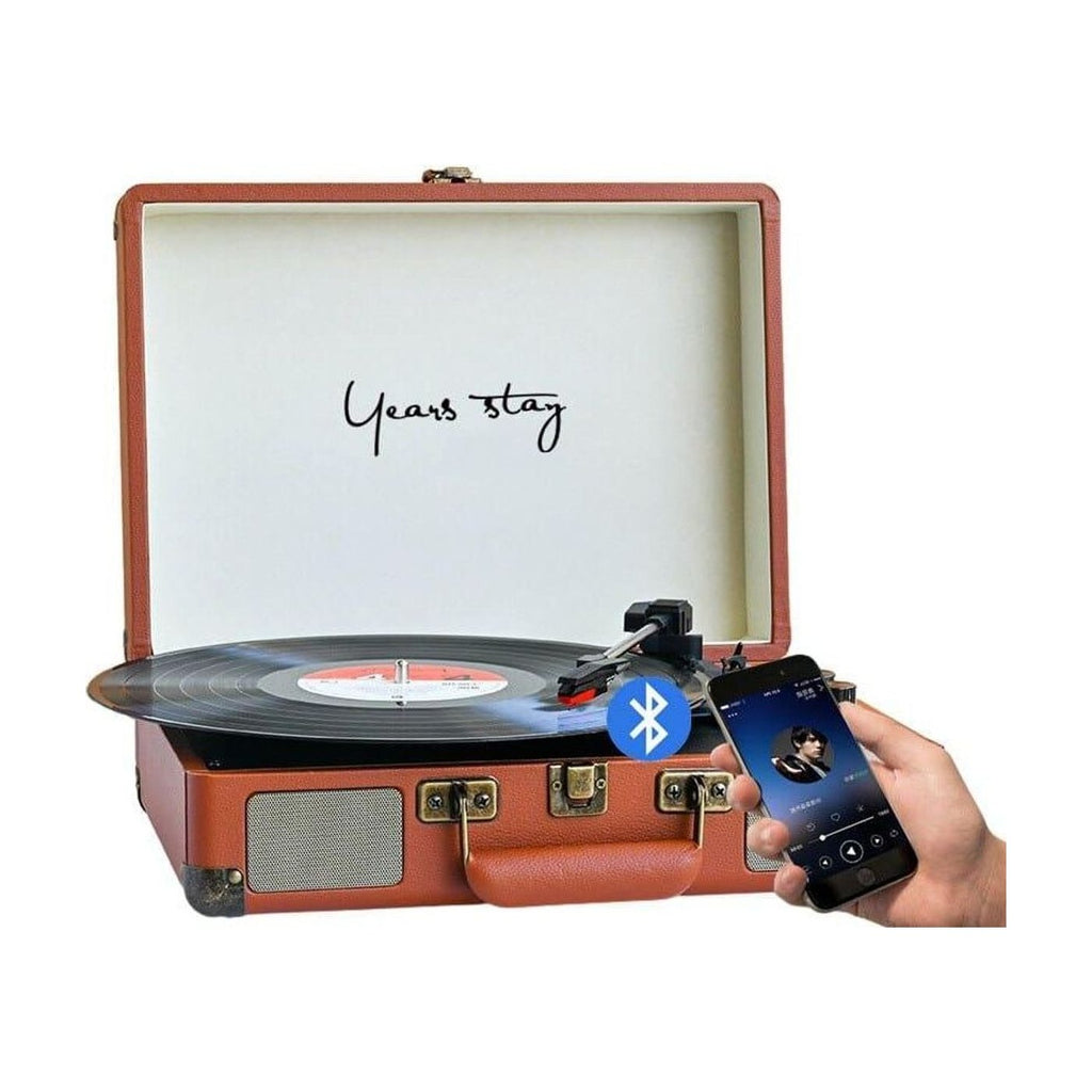 Platine Vinyle Valise Cuir Brun Années 70 — vue 3 | Kaddanse