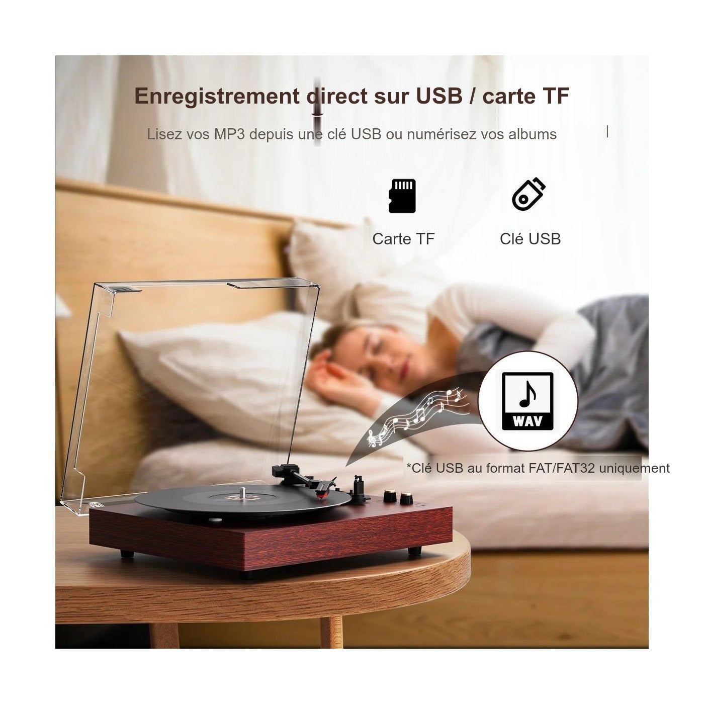 Platine Vinyle Vintage Enceinte Intégrée — vue 6 | Kaddanse