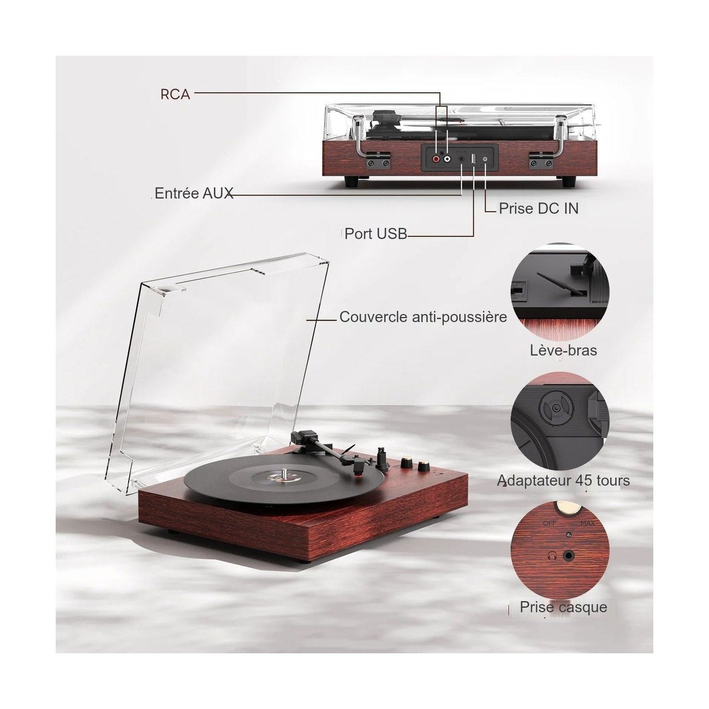 Platine Vinyle Vintage Enceinte Intégrée — vue 7 | Kaddanse