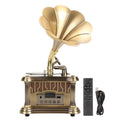 Gramophone Orné à Trompette - Bluetooth & Télécommande - Doré | Kaddanse