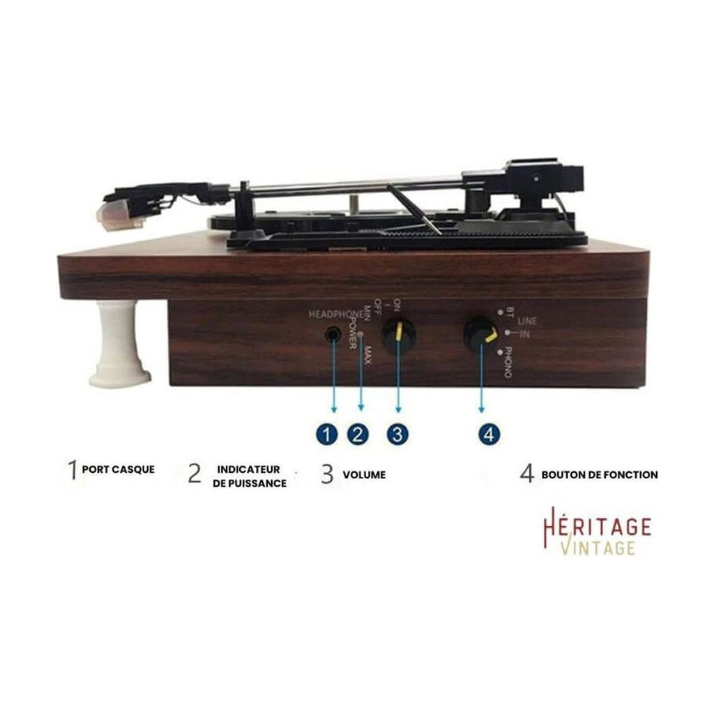 Platine Vinyle Salon Socle Bois — vue 3 | Kaddanse