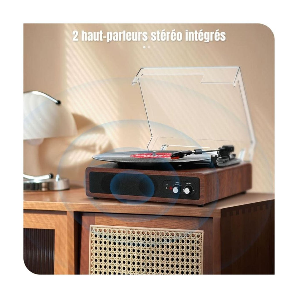 Platine Vinyle Vintage Hi-Fi Socle Bois — vue 5 | Kaddanse