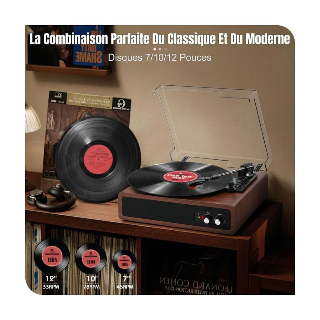Platine Vinyle Vintage Hi-Fi Socle Bois — vue 7 | Kaddanse