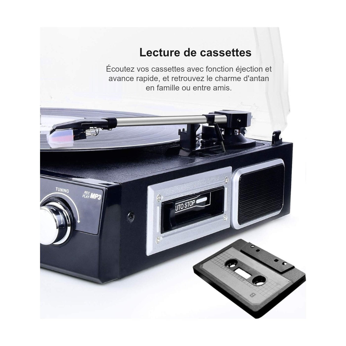 Platine Vinyle Radio Vintage Multiformat — vue 4 | Kaddanse