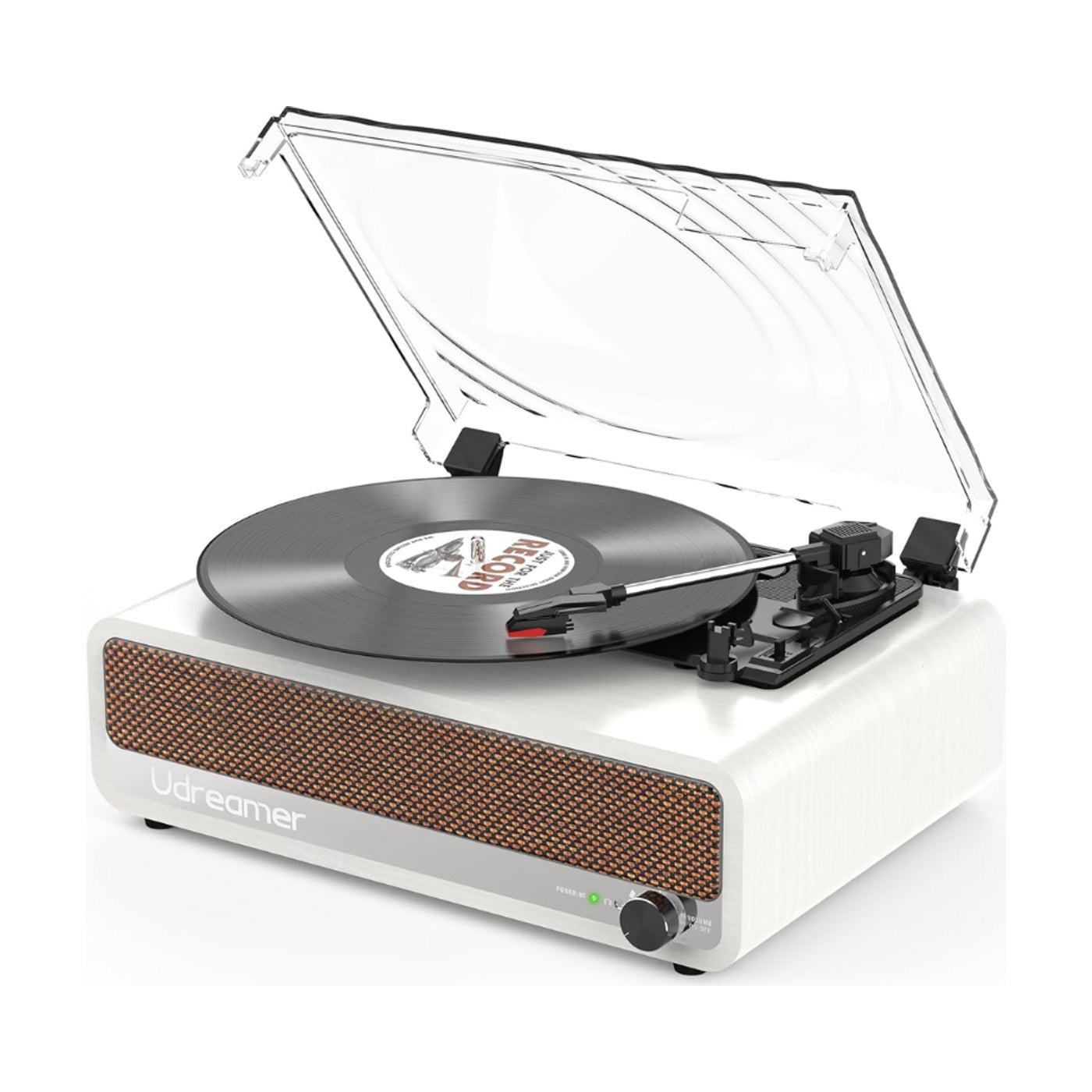 Platine Vinyle Vintage à Enceintes en Bois Blanc | Kaddanse