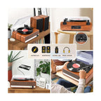 Platine Vinyle Vintage à Enceintes en Bois — vue 5 | Kaddanse