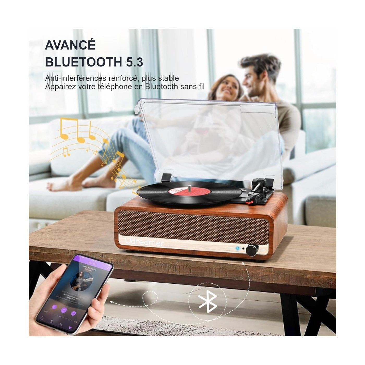 Platine Vinyle Vintage à Enceintes en Bois — vue 7 | Kaddanse