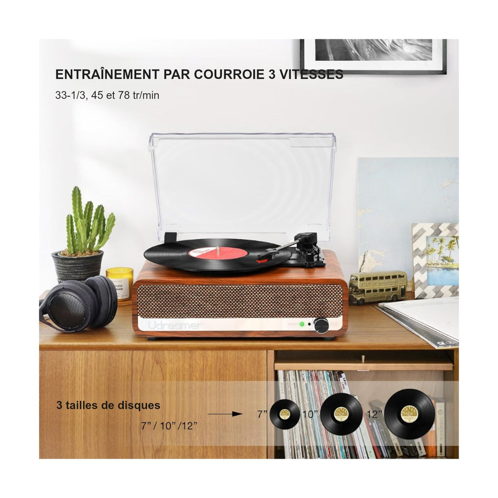 Platine Vinyle Vintage à Enceintes en Bois — vue 8 | Kaddanse