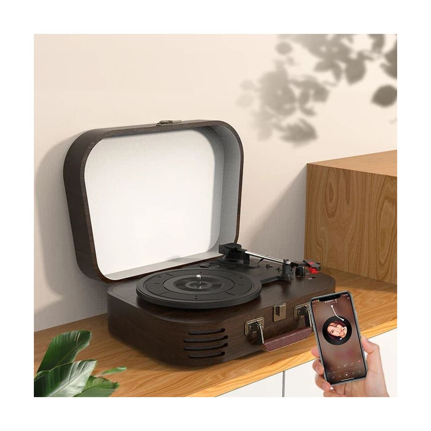 Platine Vinyle Valise Bluetooth 3 Vitesses — vue 3 | Kaddanse