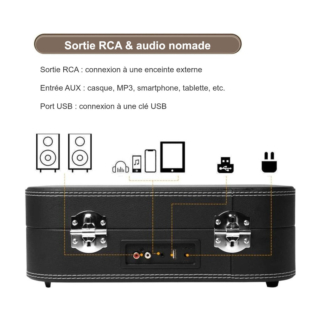 Platine Vinyle Valise Vintage Bluetooth — vue 11 | Kaddanse