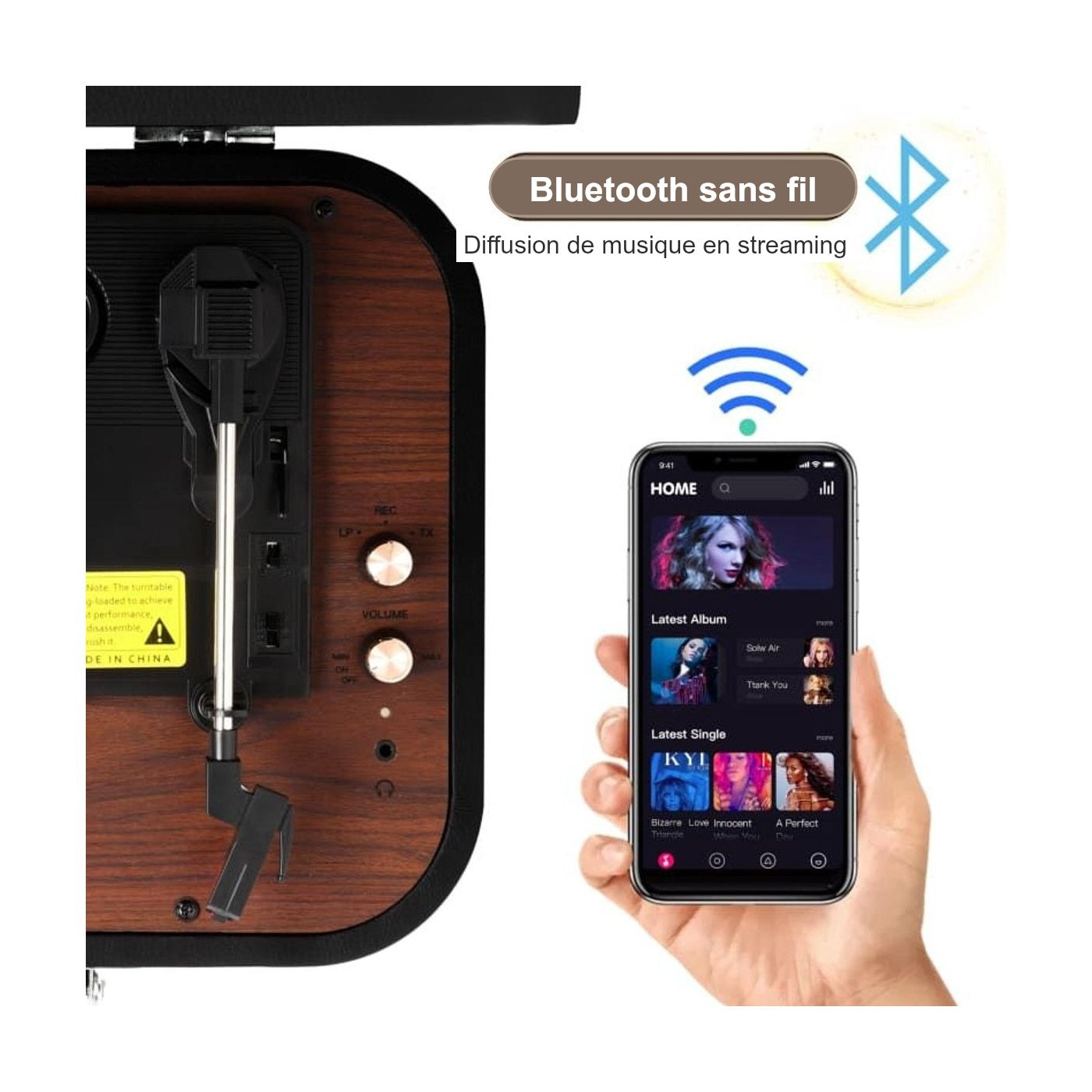 Platine Vinyle Valise Vintage Bluetooth — vue 8 | Kaddanse