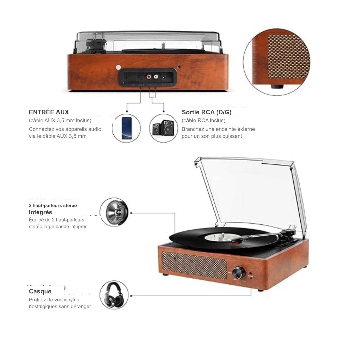 Platine Vinyle Vintage à Enceintes — vue 4 | Kaddanse