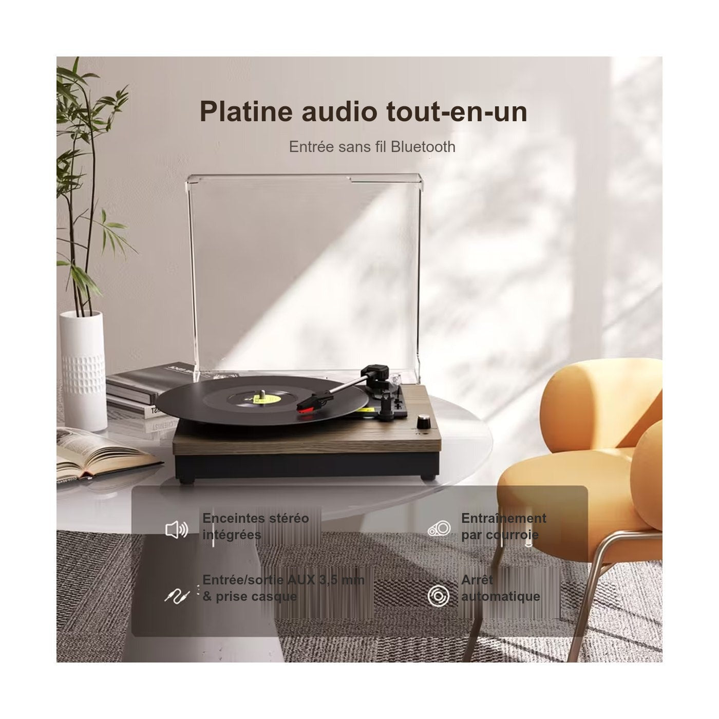 Platine Vinyle Vintage Effet Bois — vue 5 | Kaddanse