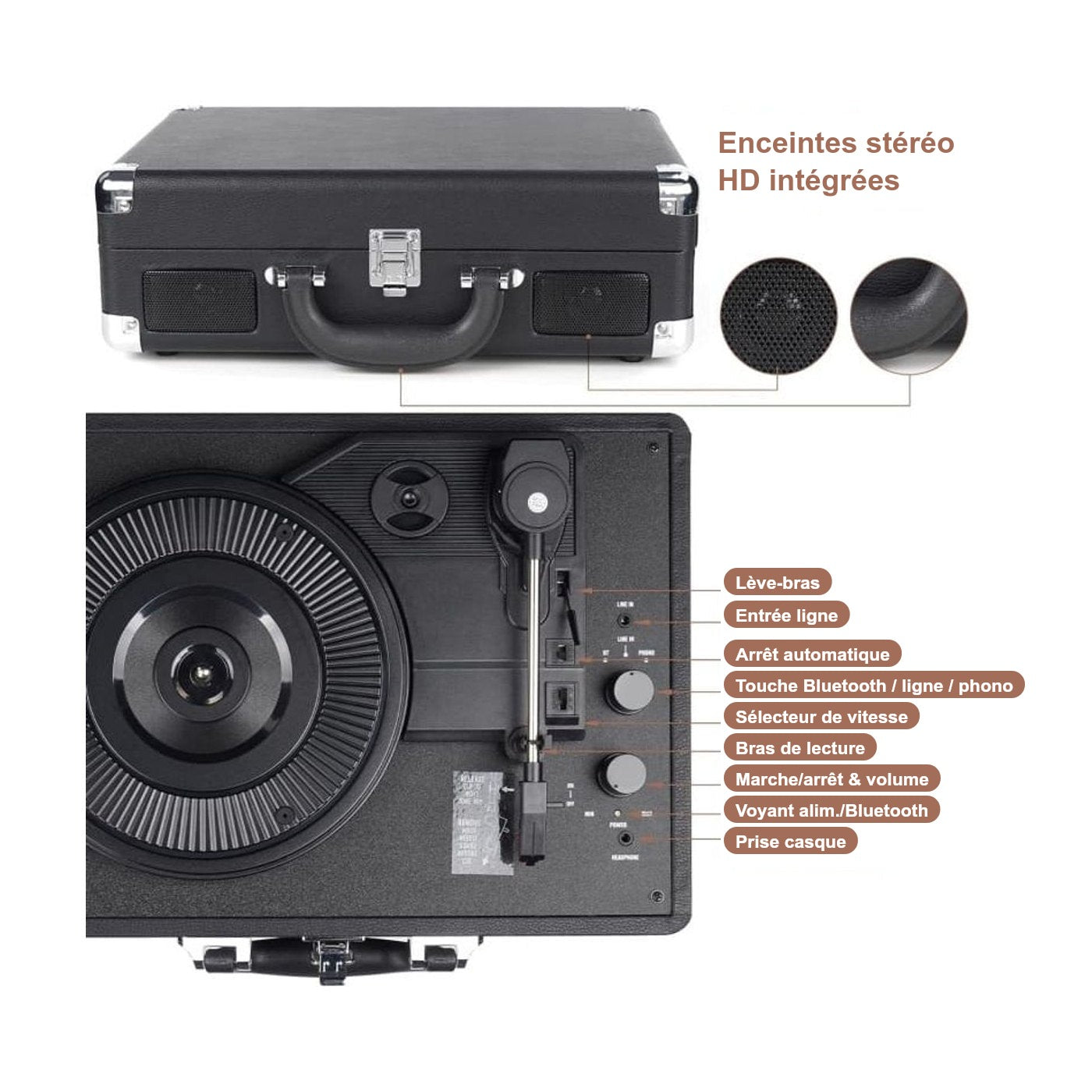 Platine Vinyle Valise Vintage Nomade — vue 4 | Kaddanse