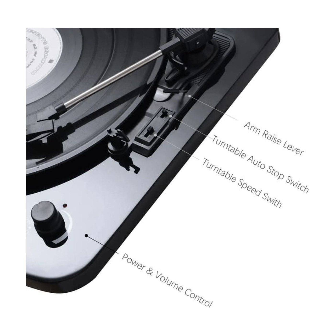 Platine Vinyle Coffret Bois Noir avec Enceinte — vue 3 | Kaddanse