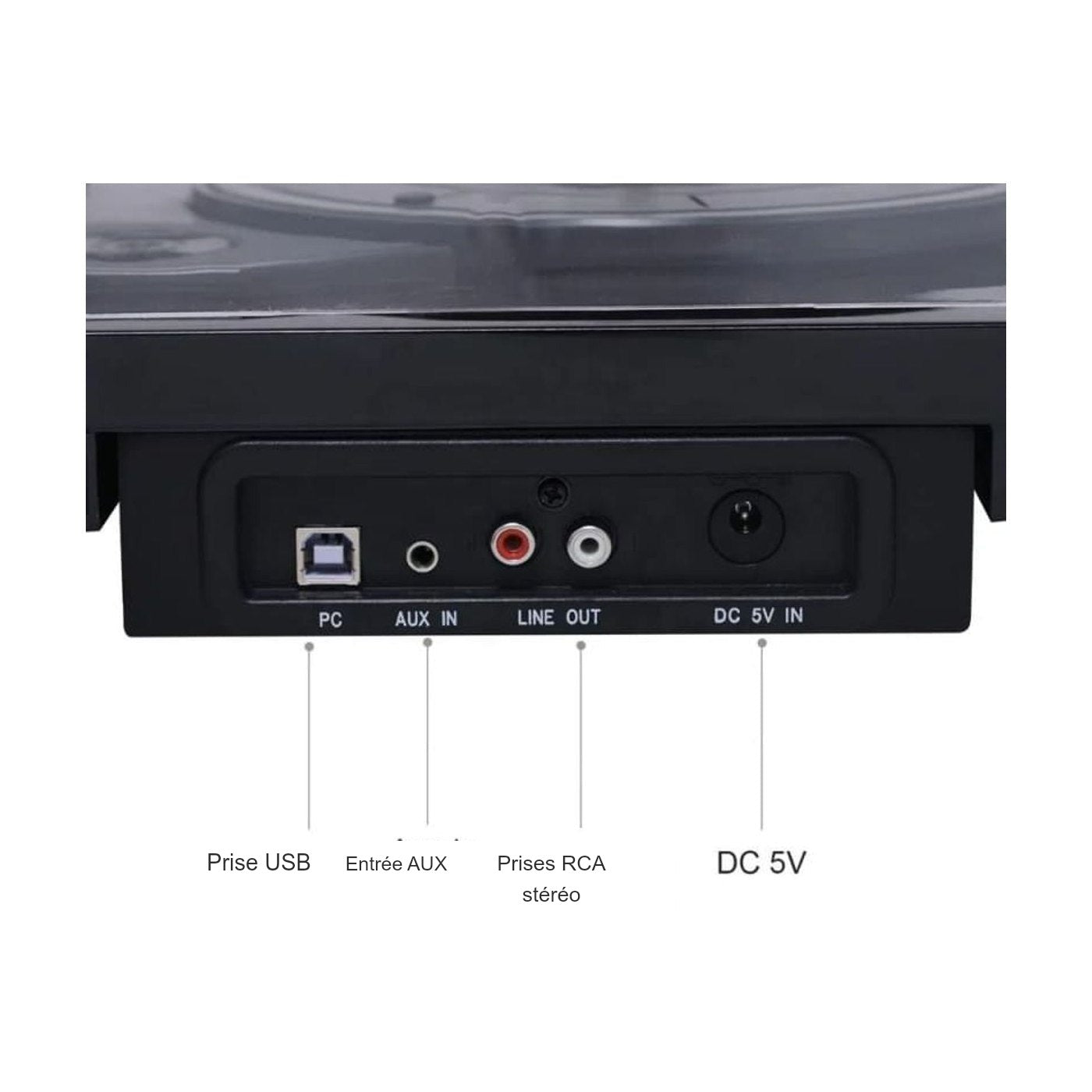 Platine Vinyle Coffret Bois Noir avec Enceinte — vue 4 | Kaddanse