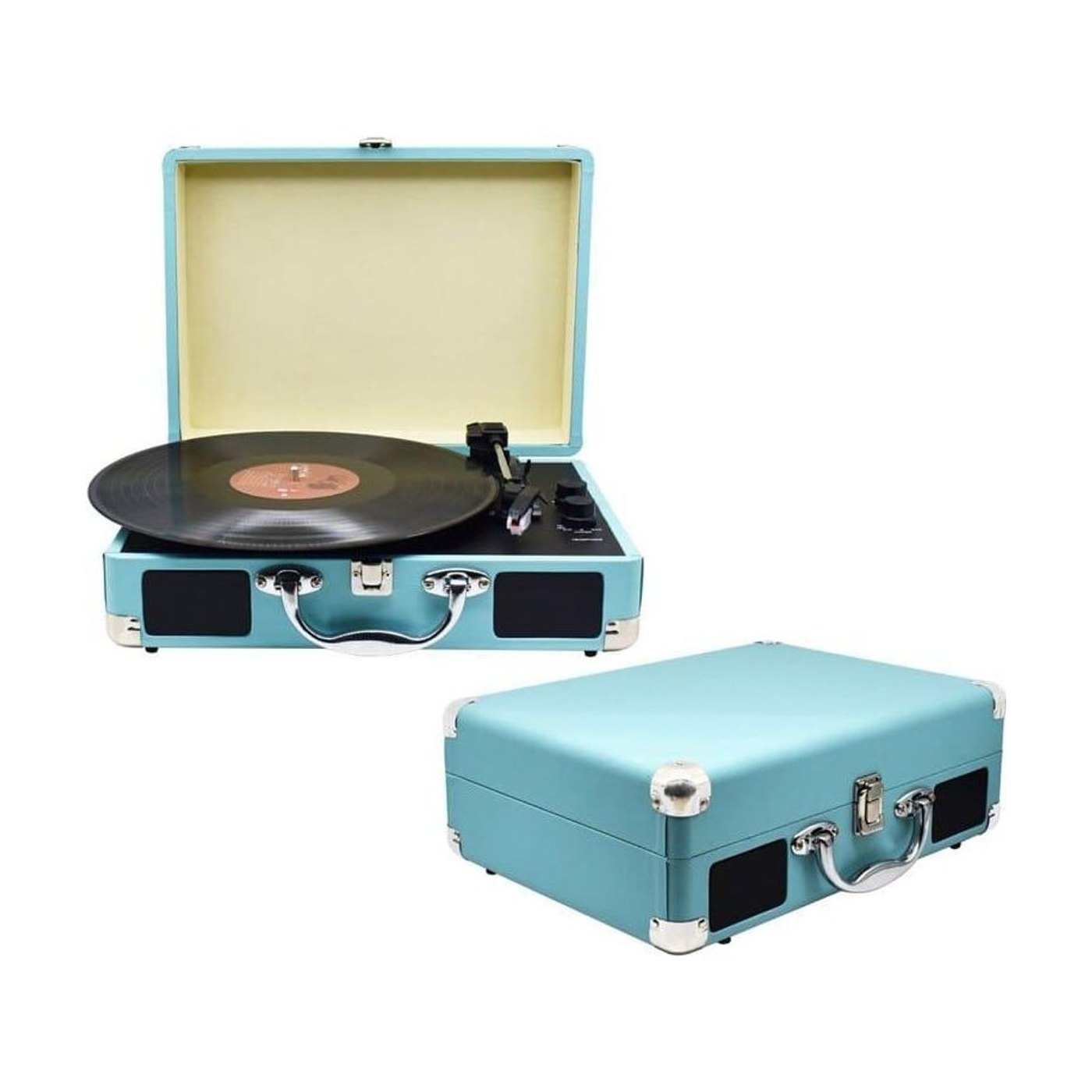 Platine Vinyle Valise Turquoise 33/45/78 Tours — vue 2 | Kaddanse