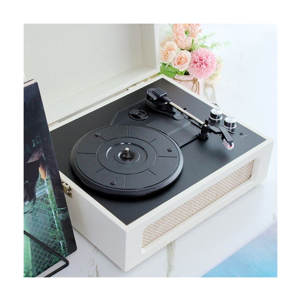 Platine Vinyle Valise Crème Bluetooth USB RCA — vue 4 | Kaddanse